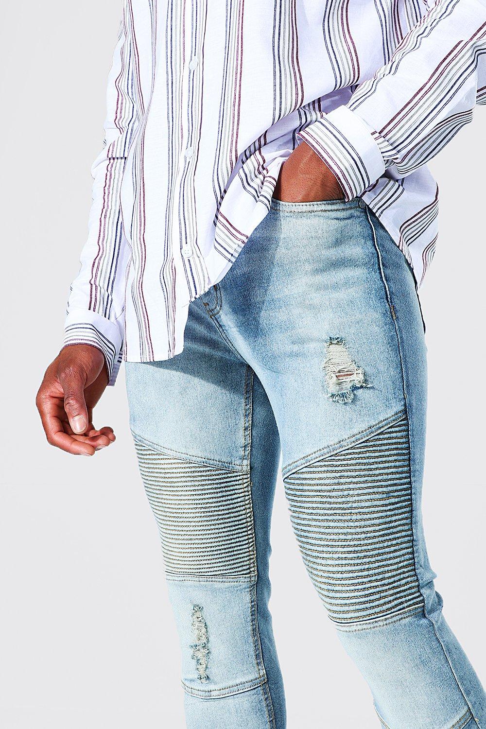 Sky blue sale biker jeans